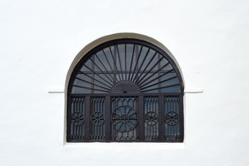 old metal window white wall