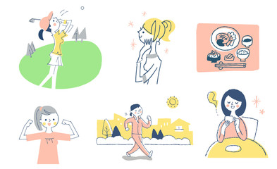 健康的な生活シーン　セット