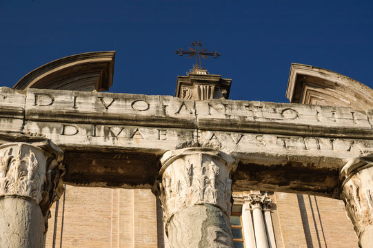 Faustina and Antonius Pios Temple now San Lorenzo in Miranda church Rome Italy