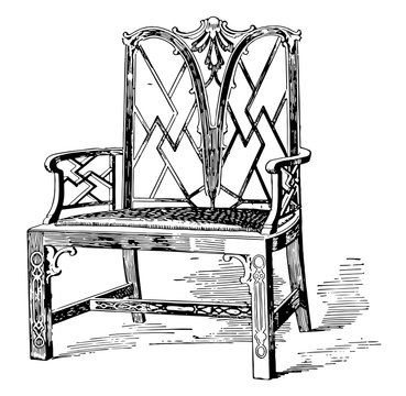 Chippendale Chinese Chair vintage illustration