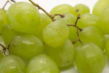 This is a photograph of Green Grapes isolated on a White background