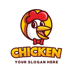 Chicken Mascot For Restaurant logo vector 