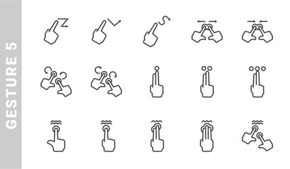 gesture 5 icon set. Outline Style. each made in 64x64 pixel