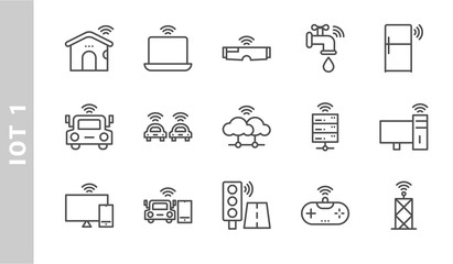 internet of things 1 icon set. Outline Style. each made in 64x64 pixel