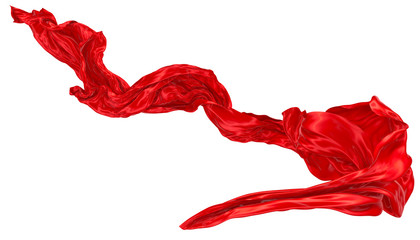 Abstract background of red wavy silk or satin. 3d rendering image.