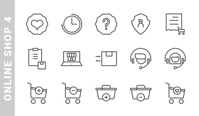 online shop 4 icon set. Outline Style. each made in 64x64 pixel