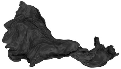 Abstract background of black wavy silk or satin. 3d rendering image.