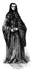 Benedictine Monk vintage illustration. - obrazy, fototapety, plakaty
