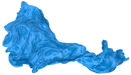 Abstract background of blue wavy silk or satin. 3d rendering image.