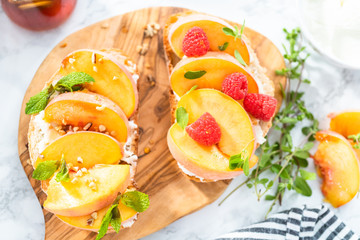 Peach ricotta toast