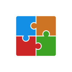 Puzzle pieces icon vector. Business solutions, success, teamwork and strategy concept	