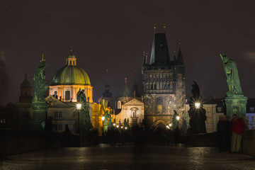 Charles Bridge tourist attraction in Prague, capital of Czech Republic.