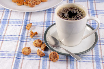 Cup of coffee and cookies 