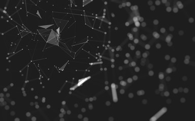 Abstract background. Molecules technology with polygonal shapes, connecting dots and lines. Connection structure. Big data visualization.