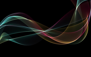 Dark abstract background with a glowing abstract waves