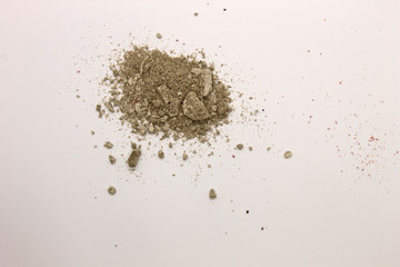 This is a photograph of a Green powder Eyeshadow isolated on a White background