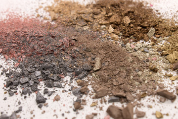 This is a photograph of a colorful powder eyeshadow background