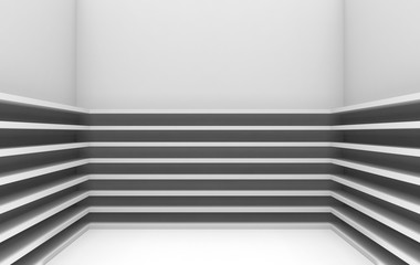 3d rendering. modern parallel gray panels pattern on room corner wall background.