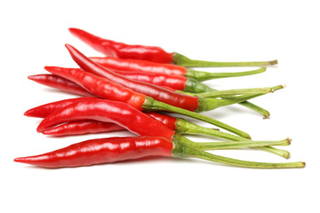 Red chili peppers on white background