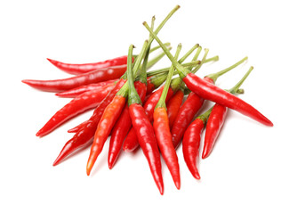 Red chili peppers on white background