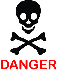 Crossbones, death skull, danger or poison flat vector icon for use in apps and websites