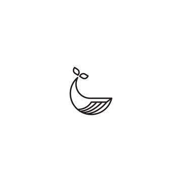 Whale  With Line Style Logo Icon Design Template Vector Illustration