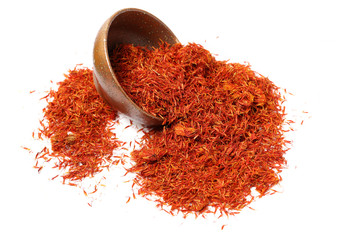 Dried safflower on white background