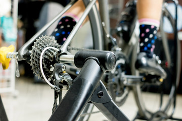 Cycling Training on Bike Trainer for Cyclist - obrazy, fototapety, plakaty