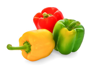 Red and yellow pepper isolated on white background