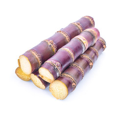 sugar cane and brown sugar on white isolate background