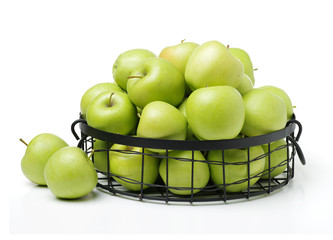 Green apples isolated on white background