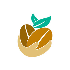 Coffee Logo Hand Leaf Template Vector Icon Design Isolated