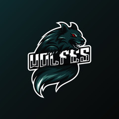 Obraz premium Angry wolf mascot for sport and esport or gamer team logo.