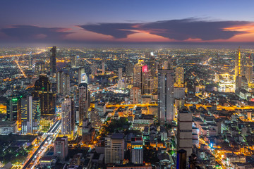 Night of the Metropolis Bangkok City downtown cityscape urban skyline tower Thailand on April 2019 - City scape Bangkok city Thailand