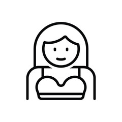 Black line icon for girl 