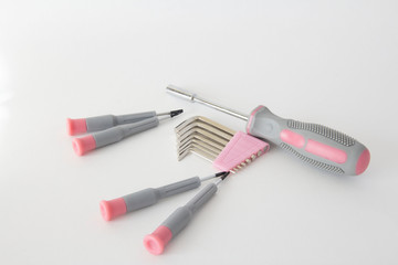 Set of different screwdrivers and hex keys