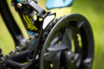 Bicycle chainwheel, parts bike wheel, chain, derailleur front shifters cycling road bike frame.