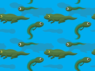 Tadpole Frog Vector Illustration Seamless Background Wallpaper Pattern-01