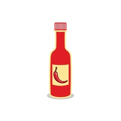 simple modern elegant bottle packaging for hot chilli sauce and food vector logo design