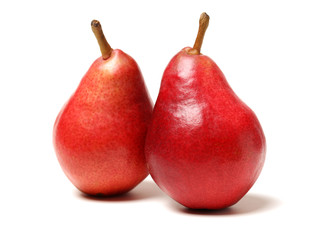 Red pear isolated on white background