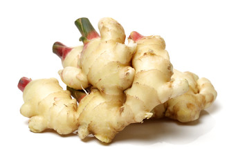fresh ginger root on white background 