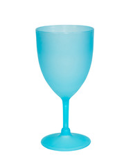 Blue plastic mug, isolated on white background