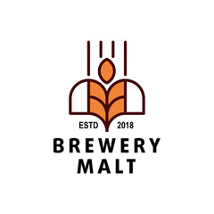 Wheat Malt Beer Brewing logo design. vector illustration