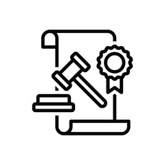 Black line icon for legal 
