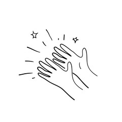 hand applause illustration with handdrawn doodle style