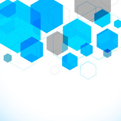 Fototapeta premium Blue and white geometrical shapes background.