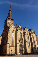 Fototapeta na wymiar Die Marienkirche an Marktplatz in Osnabrück, Niedersachsen