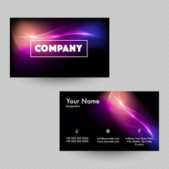 Creative Business Card with glowing waves.