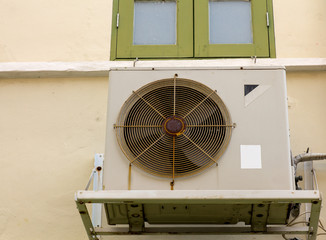 Old air conditioner on the second floor