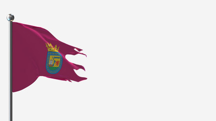 Alava 3D tattered waving flag illustration on Flagpole. Perfect for background with space on the right side.